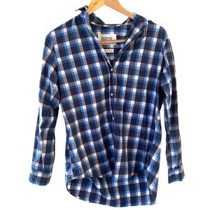 Grayson Frank & Eileen The Hero Womens Shirt Size 1 (XS)‎ Plaid Button Up Blue